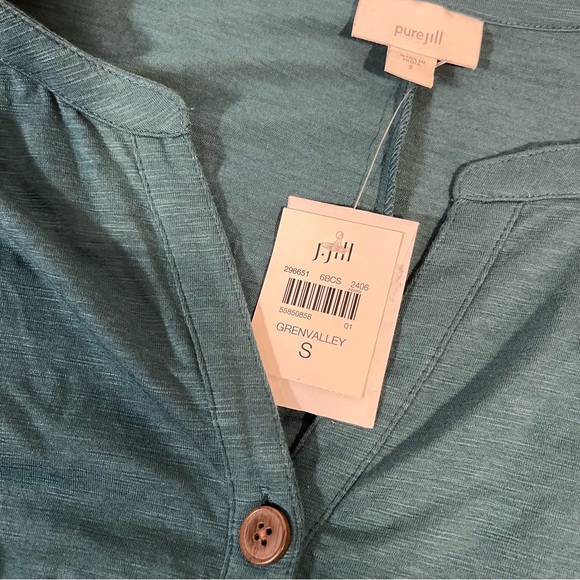 J. Jill Pure Jill Teal Green Valley Knit Jumpsuit Cropped Leg Belted Small - Picture 5 of 8